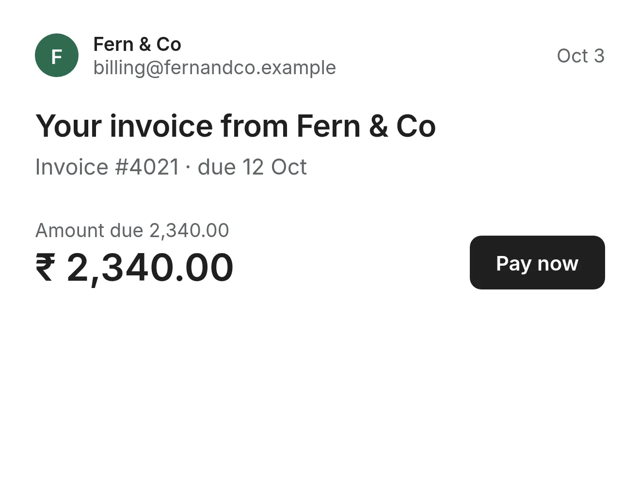 Example screenshot: an invoice email