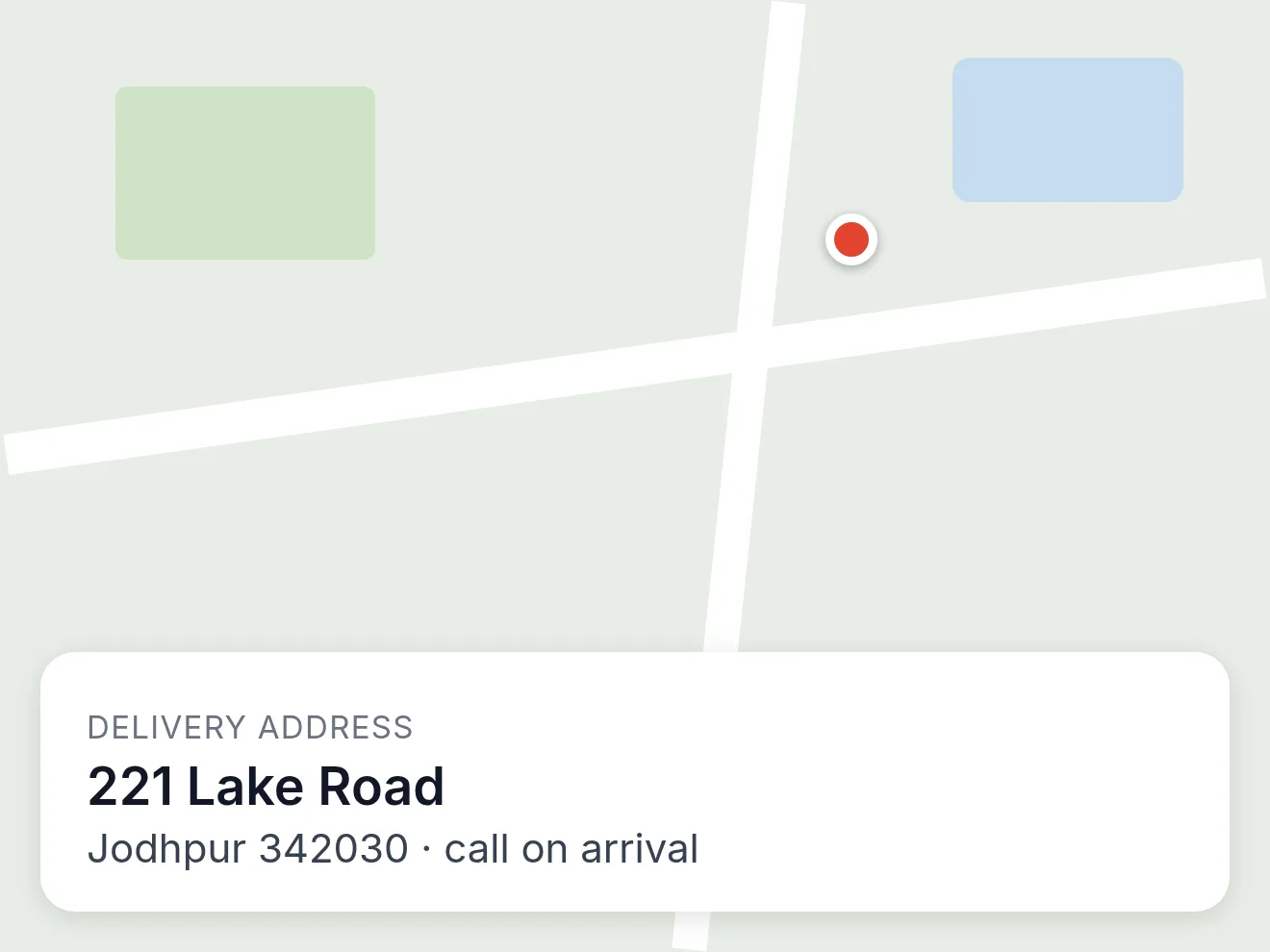 Example screenshot: a delivery address on a map